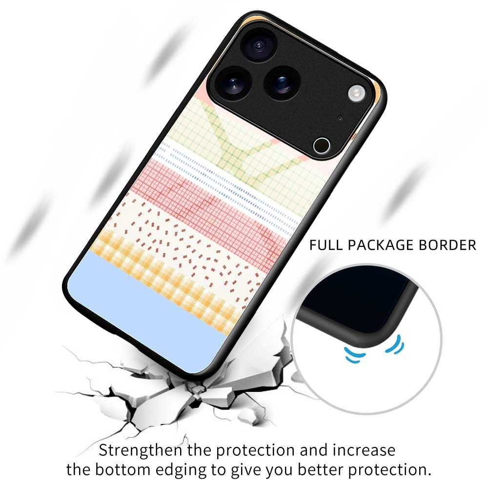 For iPhone 17 Pro Max Case TPU PC Tempered Glass Pattern Printing Slim Phone Back Cover - B0310