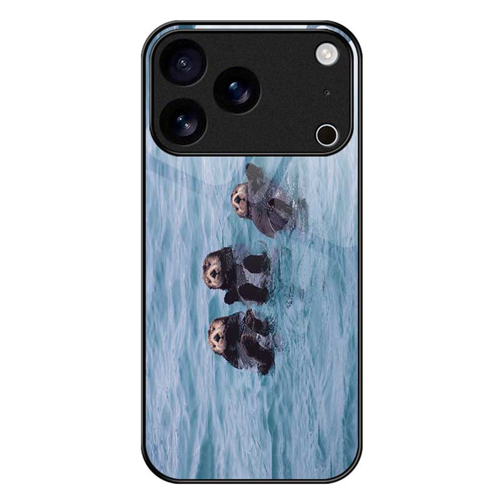 For iPhone 17 Pro Max Case TPU PC Tempered Glass Pattern Printing Slim Phone Back Cover - B0311