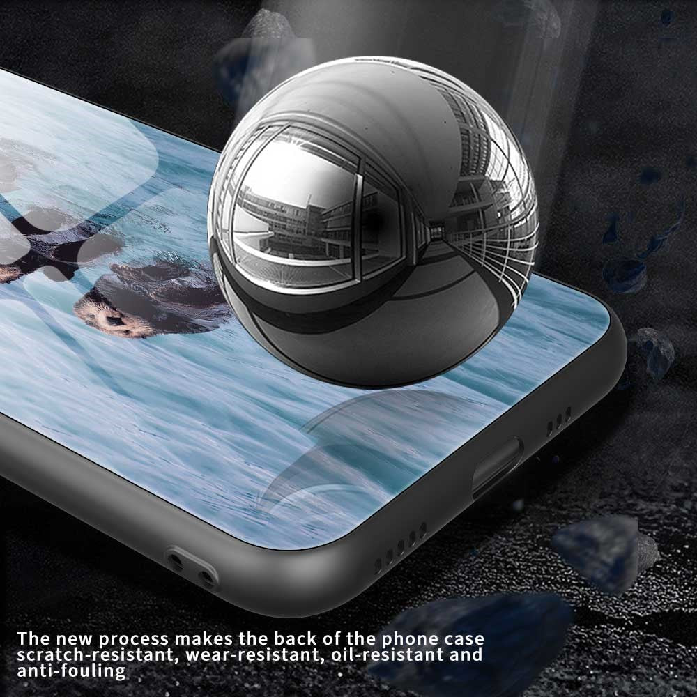 For iPhone 17 Pro Max Case TPU PC Tempered Glass Pattern Printing Slim Phone Back Cover - B0311