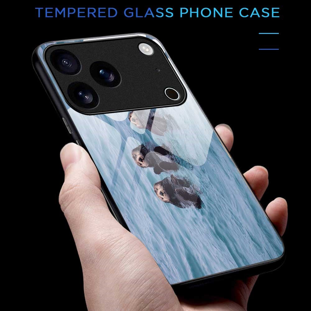 For iPhone 17 Pro Max Case TPU PC Tempered Glass Pattern Printing Slim Phone Back Cover - B0311