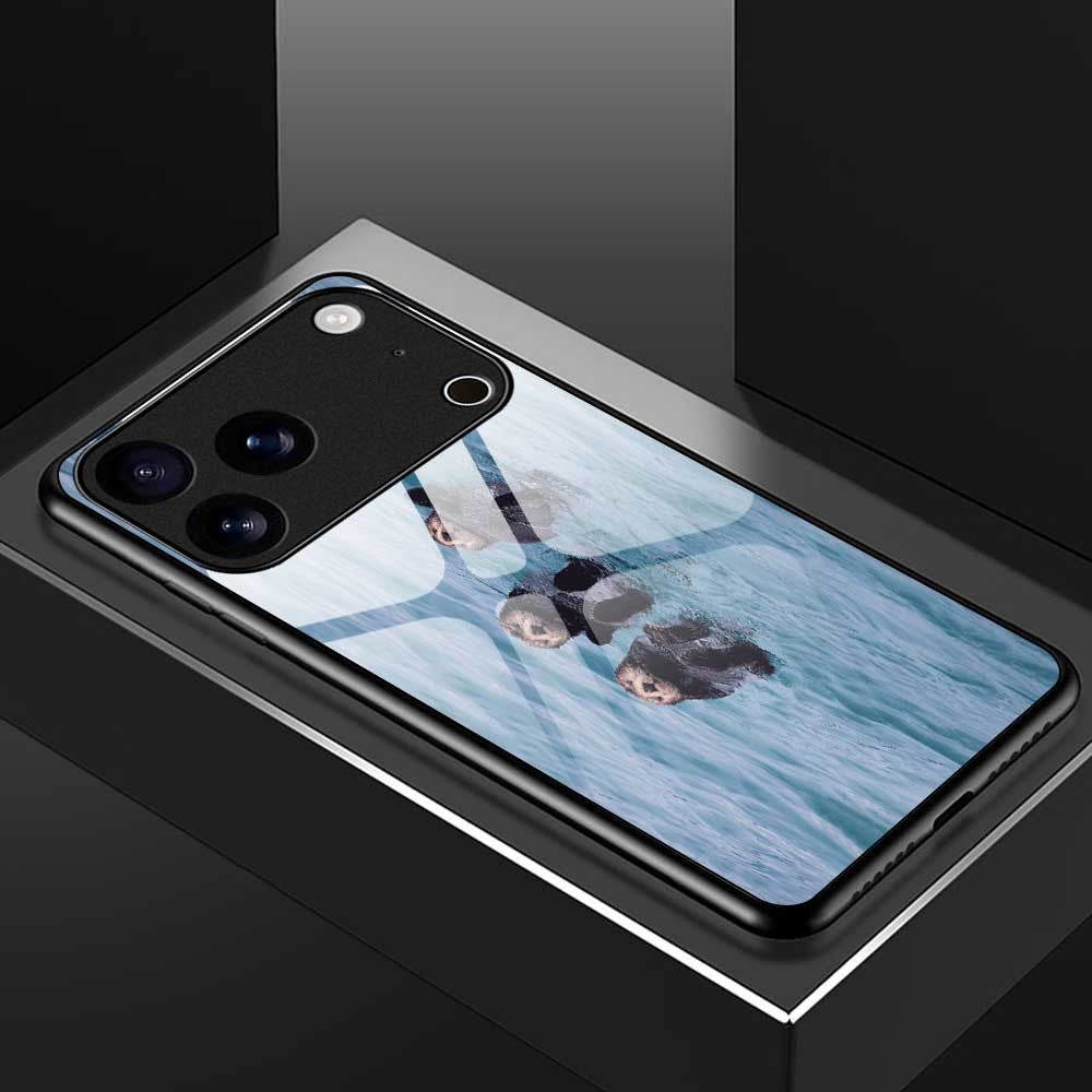 For iPhone 17 Pro Max Case TPU PC Tempered Glass Pattern Printing Slim Phone Back Cover - B0311