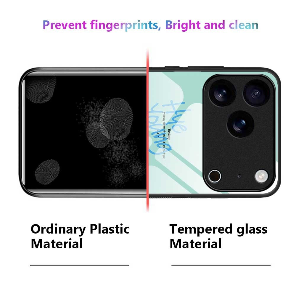 For iPhone 17 Pro Max Case TPU PC Tempered Glass Pattern Printing Slim Phone Back Cover - B0313