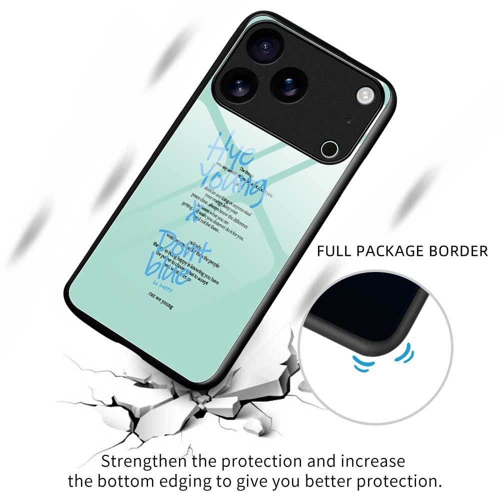 For iPhone 17 Pro Max Case TPU PC Tempered Glass Pattern Printing Slim Phone Back Cover - B0313