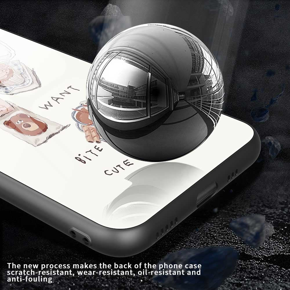 For iPhone 17 Pro Max Case TPU PC Tempered Glass Pattern Printing Slim Phone Back Cover - B0314