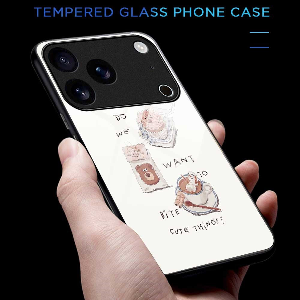 For iPhone 17 Pro Max Case TPU PC Tempered Glass Pattern Printing Slim Phone Back Cover - B0314