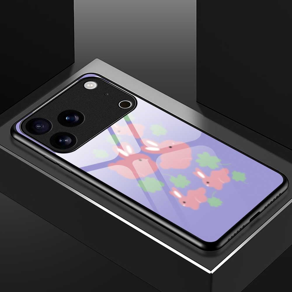 For iPhone 17 Pro Max Case TPU PC Tempered Glass Pattern Printing Slim Phone Back Cover - B0316