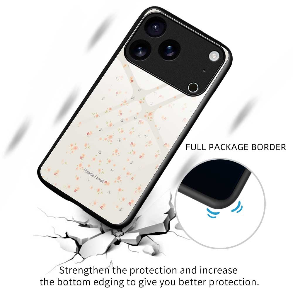 For iPhone 17 Pro Max Case TPU PC Tempered Glass Pattern Printing Slim Phone Back Cover - B0317