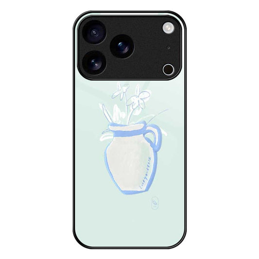 For iPhone 17 Pro Max Case PC TPU Tempered Glass Pattern Printing Shockproof Phone Back Cover - B0318