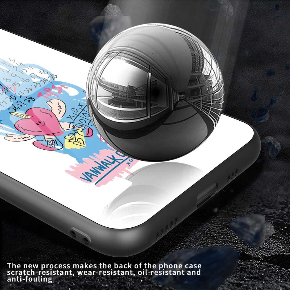 For iPhone 17 Pro Max Case PC TPU Tempered Glass Pattern Printing Shockproof Phone Back Cover - B0319