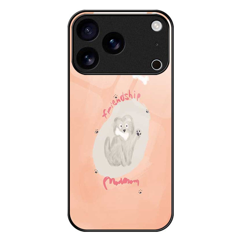 For iPhone 17 Pro Max Case PC TPU Tempered Glass Pattern Printing Shockproof Phone Back Cover - B0323