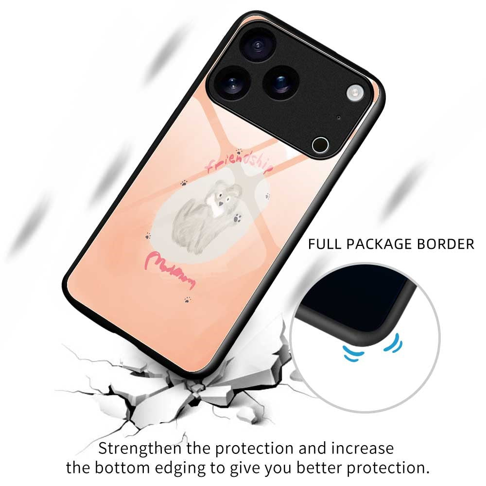 For iPhone 17 Pro Max Case PC TPU Tempered Glass Pattern Printing Shockproof Phone Back Cover - B0323