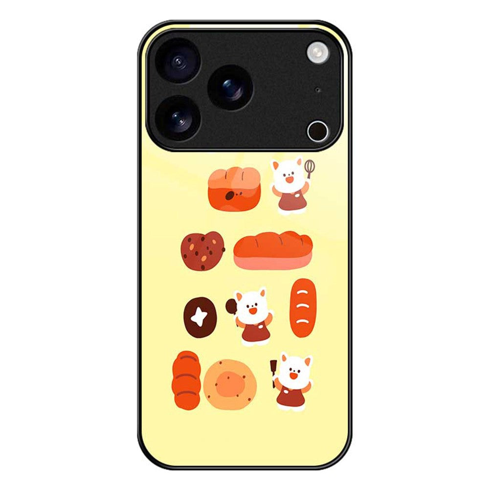 For iPhone 17 Pro Max Case PC TPU Tempered Glass Pattern Printing Shockproof Phone Back Cover - B0324