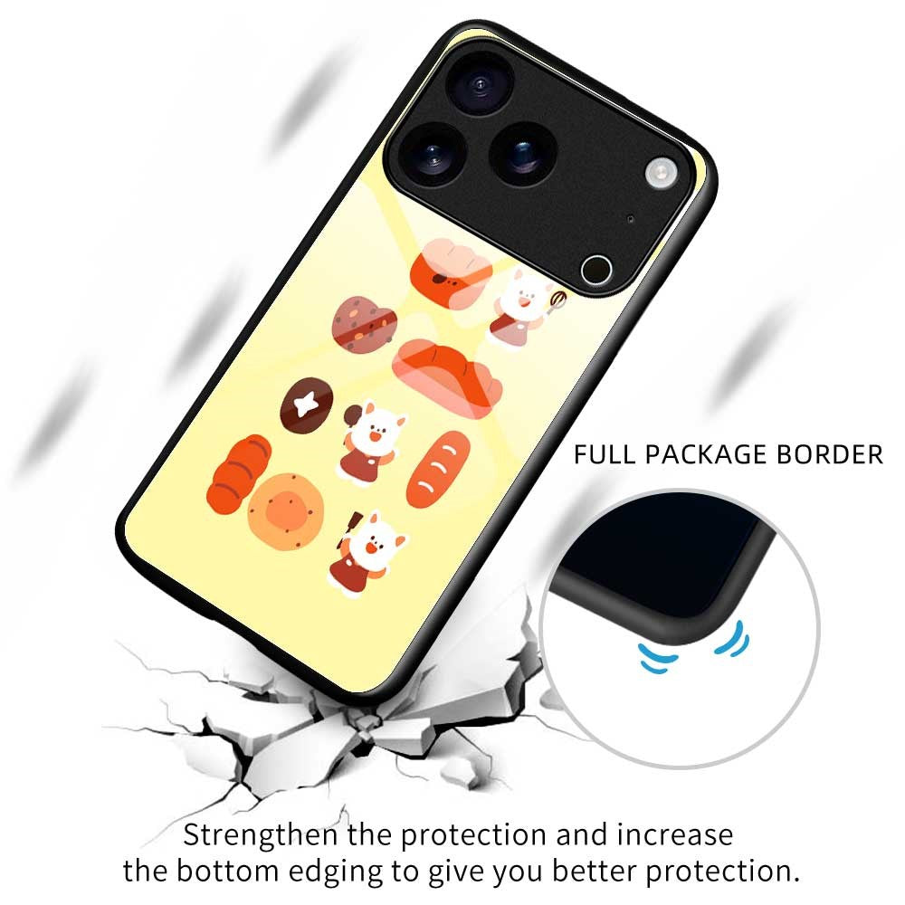 For iPhone 17 Pro Max Case PC TPU Tempered Glass Pattern Printing Shockproof Phone Back Cover - B0324