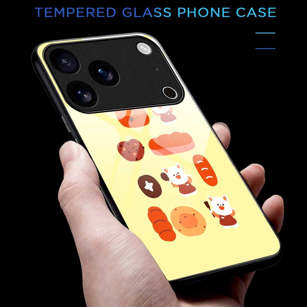 For iPhone 17 Pro Max Case PC TPU Tempered Glass Pattern Printing Shockproof Phone Back Cover - B0324