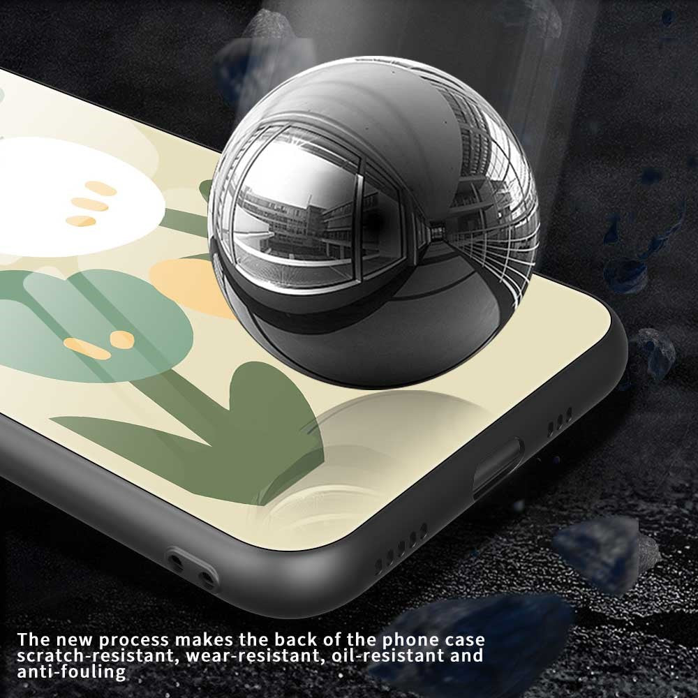 For iPhone 17 Pro Max Case PC TPU Tempered Glass Pattern Printing Shockproof Phone Back Cover - B0325