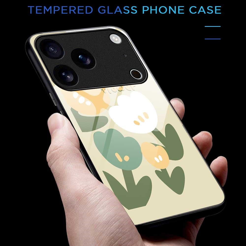 For iPhone 17 Pro Max Case PC TPU Tempered Glass Pattern Printing Shockproof Phone Back Cover - B0325
