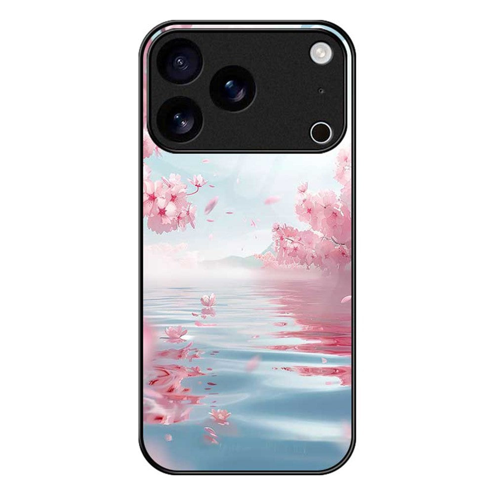 For iPhone 17 Pro Max Case PC TPU Tempered Glass Pattern Printing Shockproof Phone Back Cover - B0330