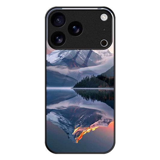 For iPhone 17 Pro Max Case PC TPU Tempered Glass Pattern Printing Shockproof Phone Back Cover - B0336