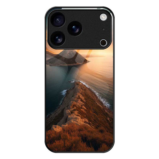 For iPhone 17 Pro Max Case PC TPU Tempered Glass Pattern Printing Shockproof Phone Back Cover - B0337