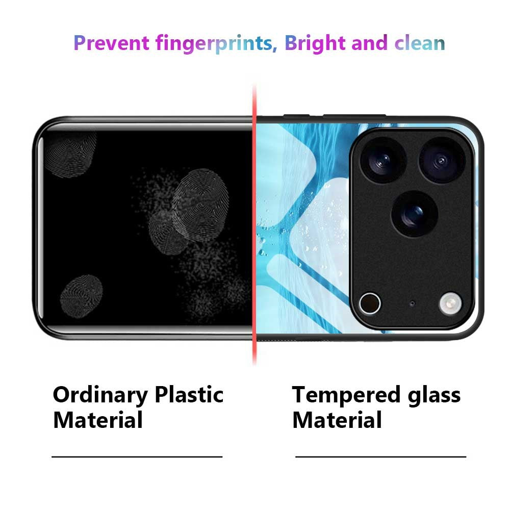 For iPhone 17 Pro Max Case PC TPU Tempered Glass Pattern Printing Shockproof Phone Back Cover - B0338