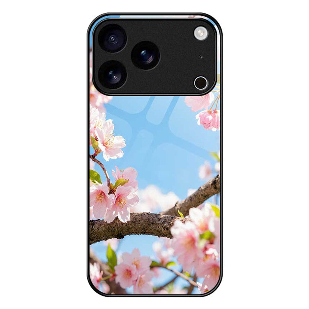 For iPhone 17 Pro Max Case PC TPU Tempered Glass Pattern Printing Shockproof Phone Back Cover - B0340