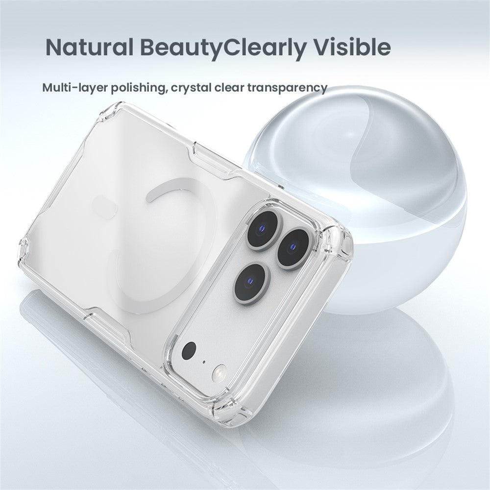 NILLKIN Nature Pro Series for iPhone 17 Pro Max Case Compatible with MagSafe TPU + PC Ultra Clear Phone Case - Grey