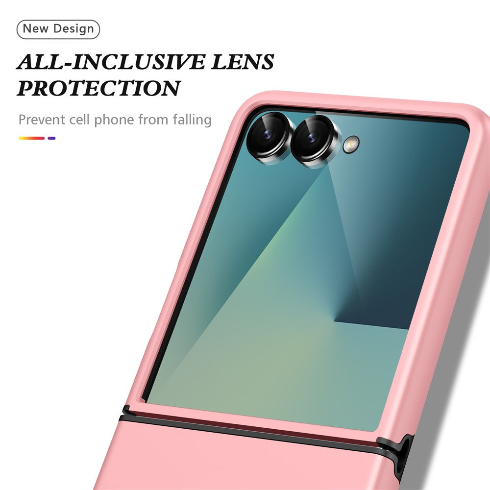 For Samsung Galaxy Z Flip7 5G Case PC + TPU Phone Cover with Rotatable Ring Holder - Rose Gold