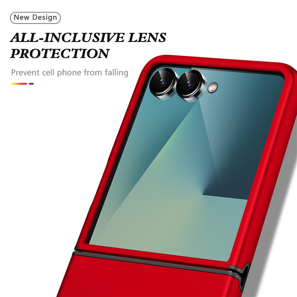 For Samsung Galaxy Z Flip7 5G Case PC + TPU Phone Cover with Rotatable Ring Holder - Red