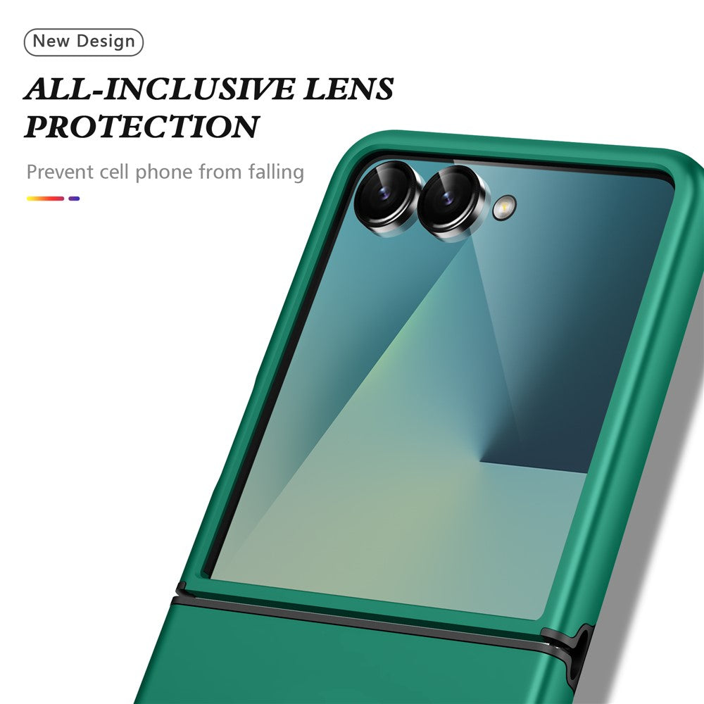 For Samsung Galaxy Z Flip7 5G Case PC + TPU Phone Cover with Rotatable Ring Holder - Blackish Green