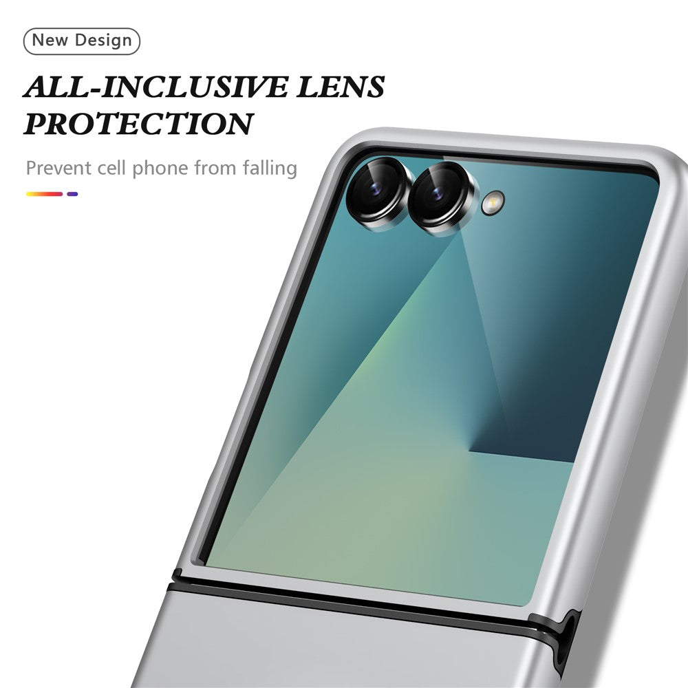 For Samsung Galaxy Z Flip7 5G Case PC + TPU Phone Cover with Rotatable Ring Holder - Silver