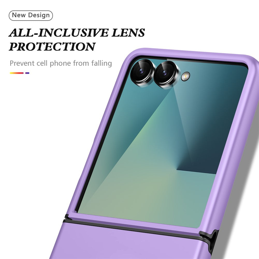 For Samsung Galaxy Z Flip7 5G Case PC + TPU Phone Cover with Rotatable Ring Holder - Purple