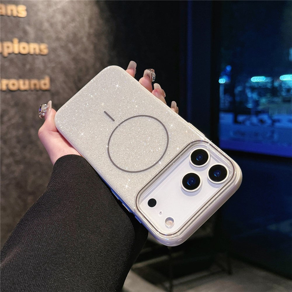 For iPhone 17 Pro Max Case Compatible with MagSafe Glitter Design IMD TPU + PC Phone Back Cover - Grey