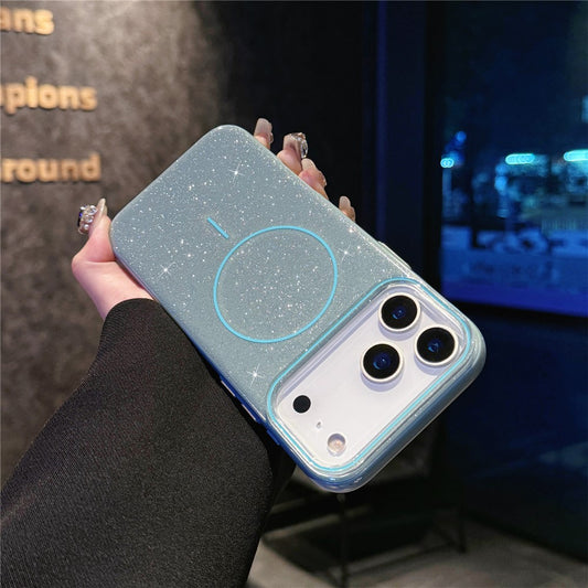 For iPhone 17 Pro Max Case Compatible with MagSafe Glitter Design IMD TPU + PC Phone Back Cover - Green
