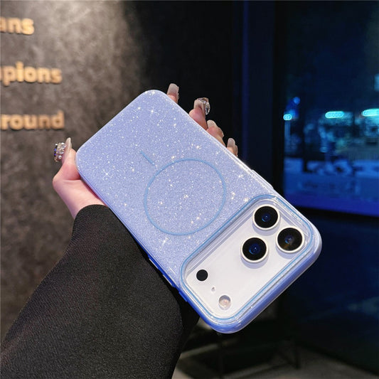 For iPhone 17 Pro Max Case Compatible with MagSafe Glitter Design IMD TPU + PC Phone Back Cover - Blue