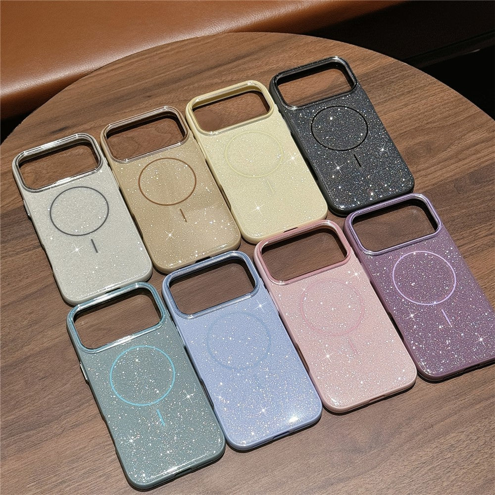 For iPhone 17 Pro Max Case Compatible with MagSafe Glitter Design IMD TPU + PC Phone Back Cover - Blue