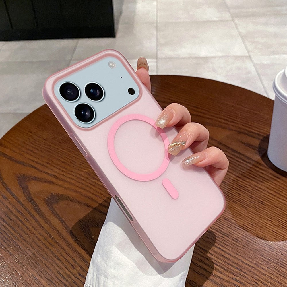 For iPhone 17 Pro Max Case Compatible with MagSafe Precise Cutouts Matte PC Phone Cover - Transparent Pink