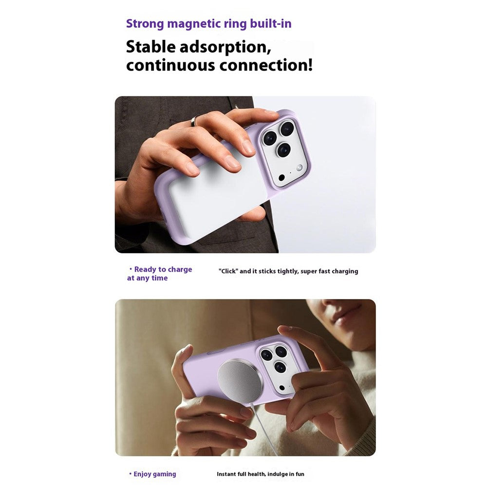 For iPhone 17 Pro Max Case Compatible with MagSafe Liquid Silicone + PC Phone Cover - Pink