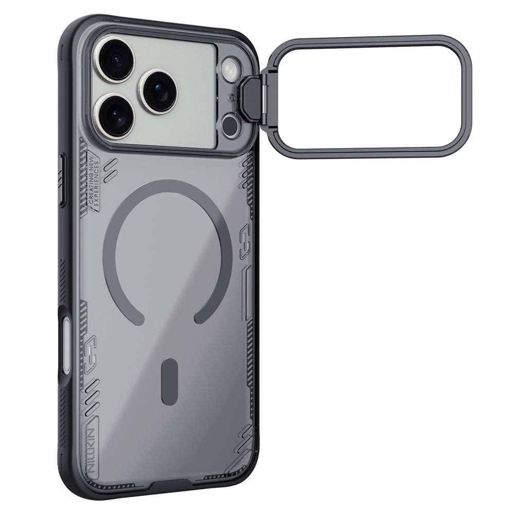 NILLKIN Iceblade CamProp For iPhone 17 Pro Max Magnetic Case Clear Lens Lid Kickstand PC TPU Phone Cover - Black