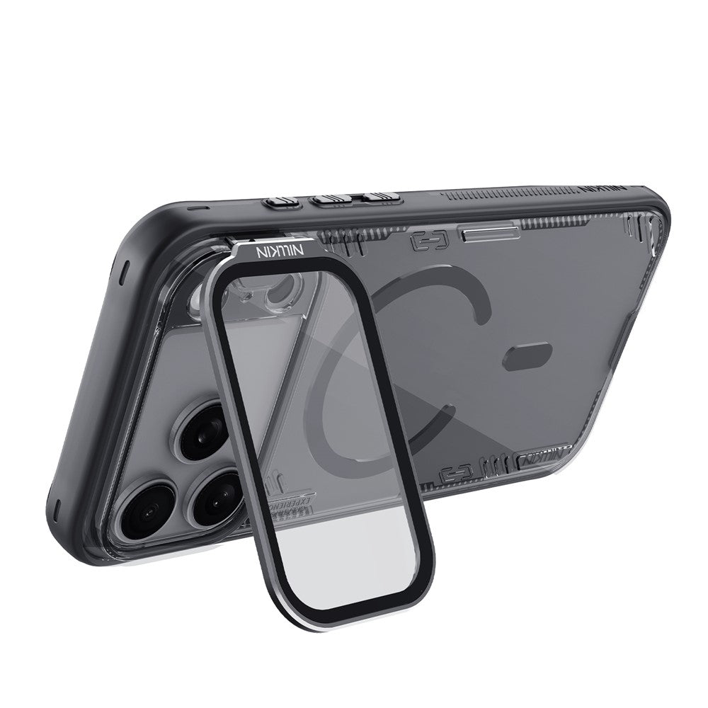 NILLKIN Iceblade CamProp For iPhone 17 Pro Max Magnetic Case Clear Lens Lid Kickstand PC TPU Phone Cover - Black