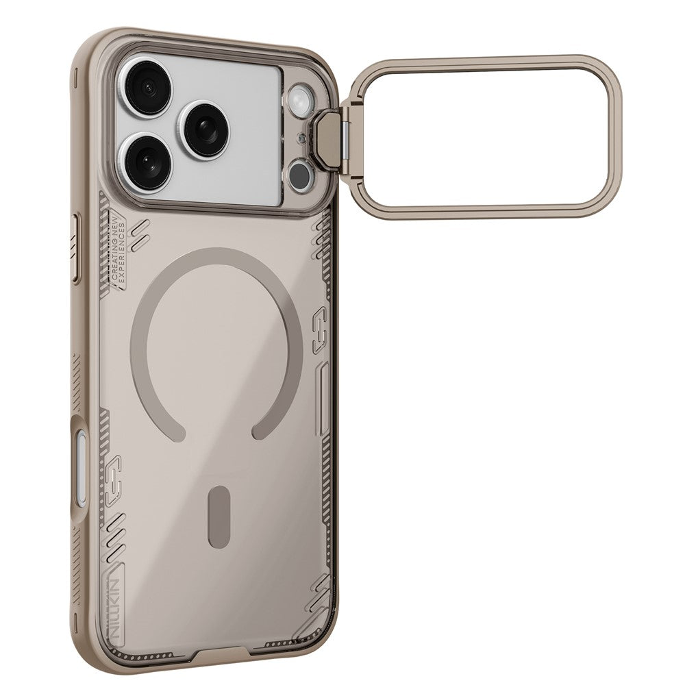 NILLKIN Iceblade CamProp For iPhone 17 Pro Max Magnetic Case Clear Lens Lid Kickstand PC TPU Phone Cover - Gold