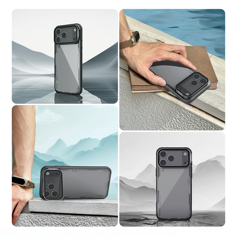 NILLKIN Iceblade CamProp For iPhone 17 Pro Max Case Clear Lens Lid Kickstand PC TPU Phone Cover