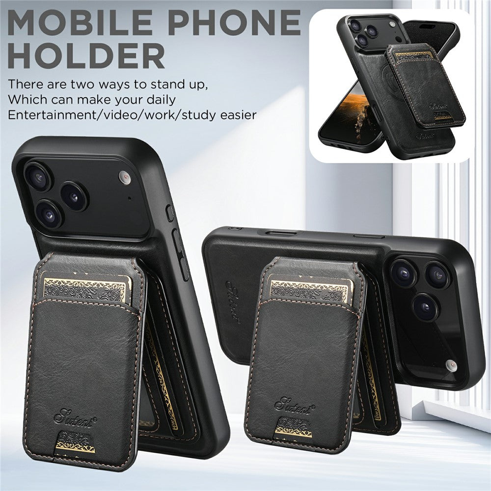 SUTENI H15 For iPhone 17 Pro Max Case Compatible with MagSafe Detachable Card Holder Phone Cover - Black