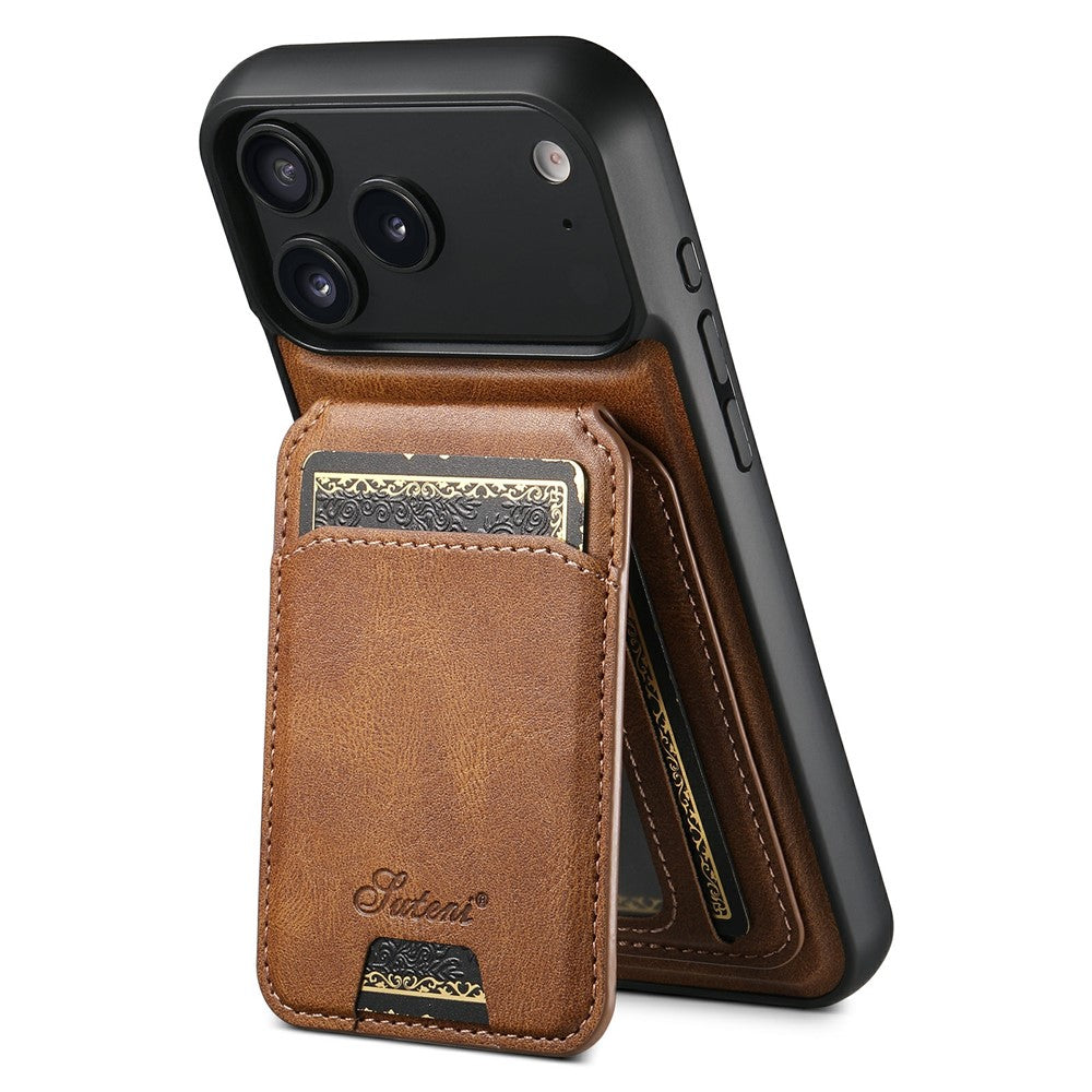 SUTENI H15 For iPhone 17 Pro Max Case Compatible with MagSafe Detachable Card Holder Phone Cover - Brown