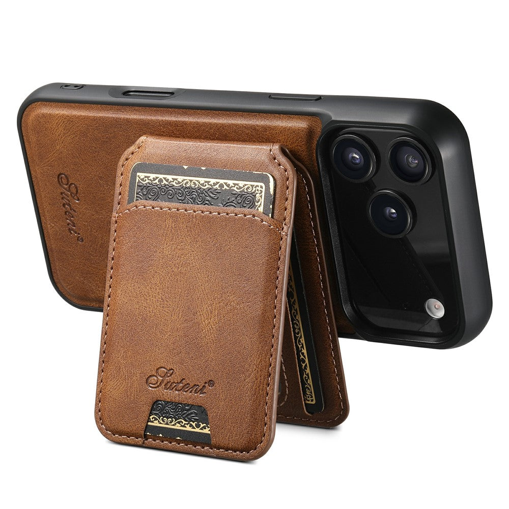 SUTENI H15 For iPhone 17 Pro Max Case Compatible with MagSafe Detachable Card Holder Phone Cover - Brown