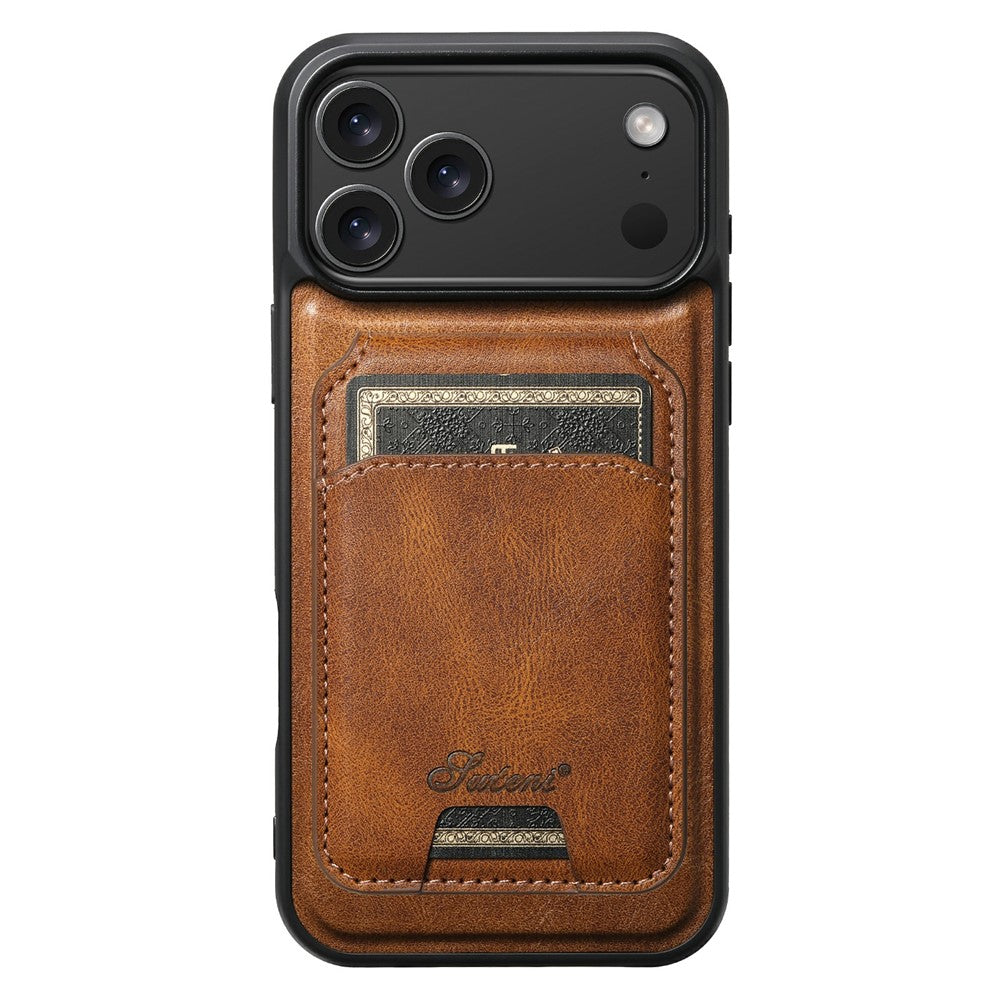 SUTENI H15 For iPhone 17 Pro Max Case Compatible with MagSafe Detachable Card Holder Phone Cover - Brown