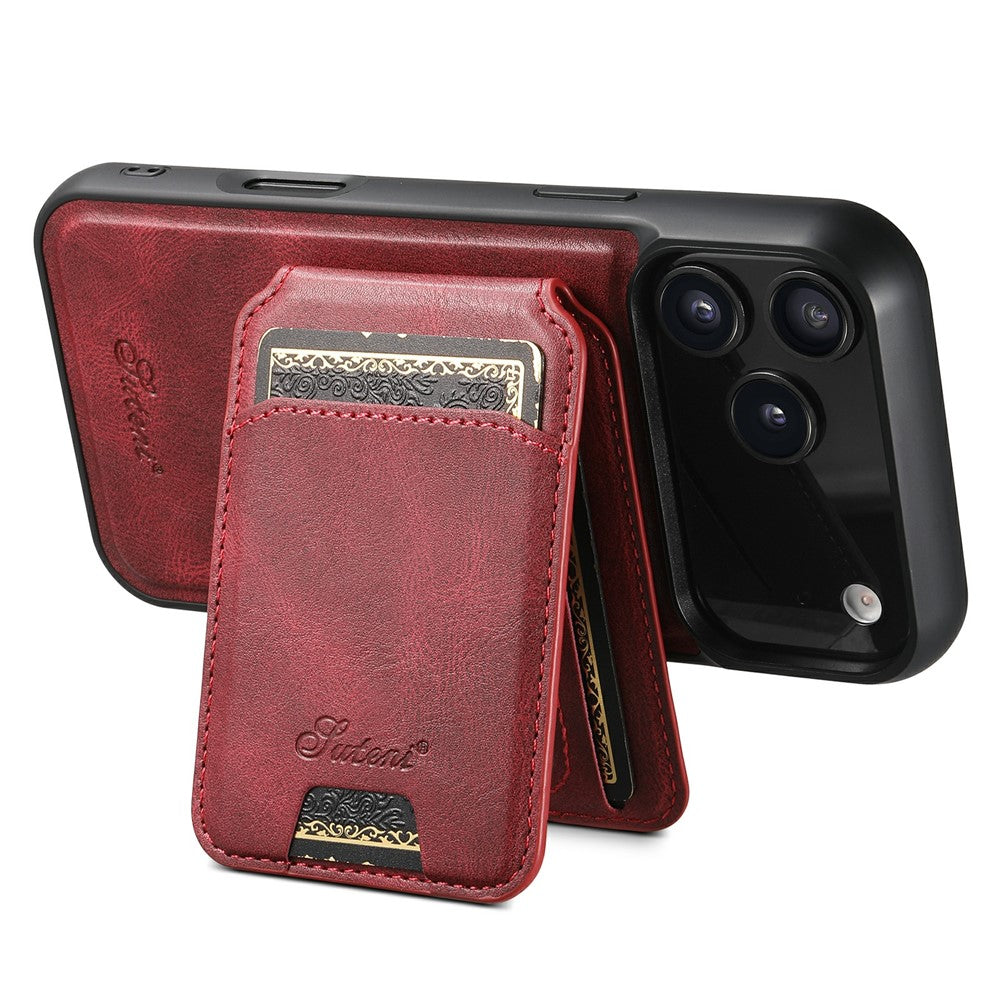SUTENI H15 For iPhone 17 Pro Max Case Compatible with MagSafe Detachable Card Holder Phone Cover - Red