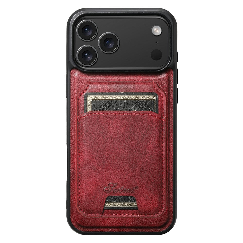 SUTENI H15 For iPhone 17 Pro Max Case Compatible with MagSafe Detachable Card Holder Phone Cover - Red
