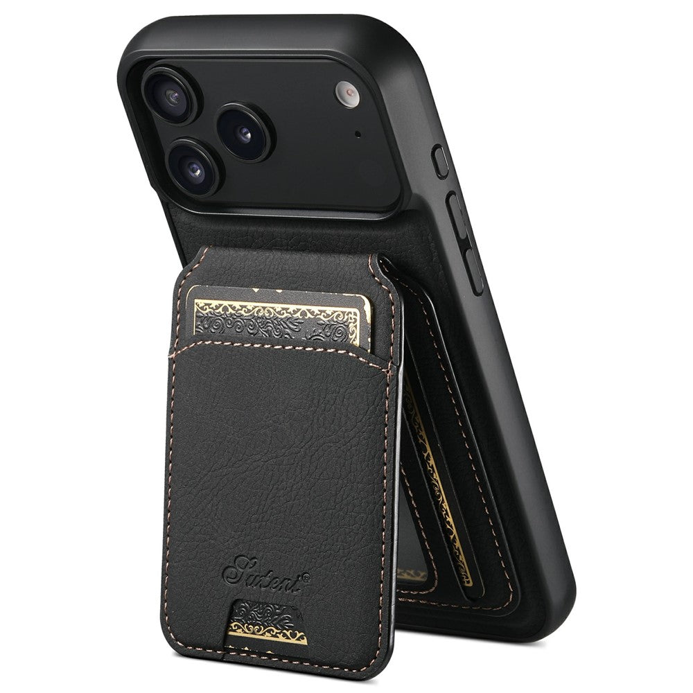 SUTENI H16 For iPhone 17 Pro Max Case Compatible with MagSafe Kickstand Phone Cover Detachable Card Holder - Black