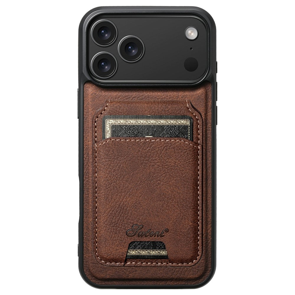 SUTENI H16 For iPhone 17 Pro Max Case Compatible with MagSafe Kickstand Phone Cover Detachable Card Holder - Brown