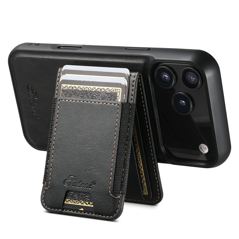 SUTENI For iPhone 17 Pro Max Case Compatible with MagSafe Card Holder Kickstand Phone Cover - Black